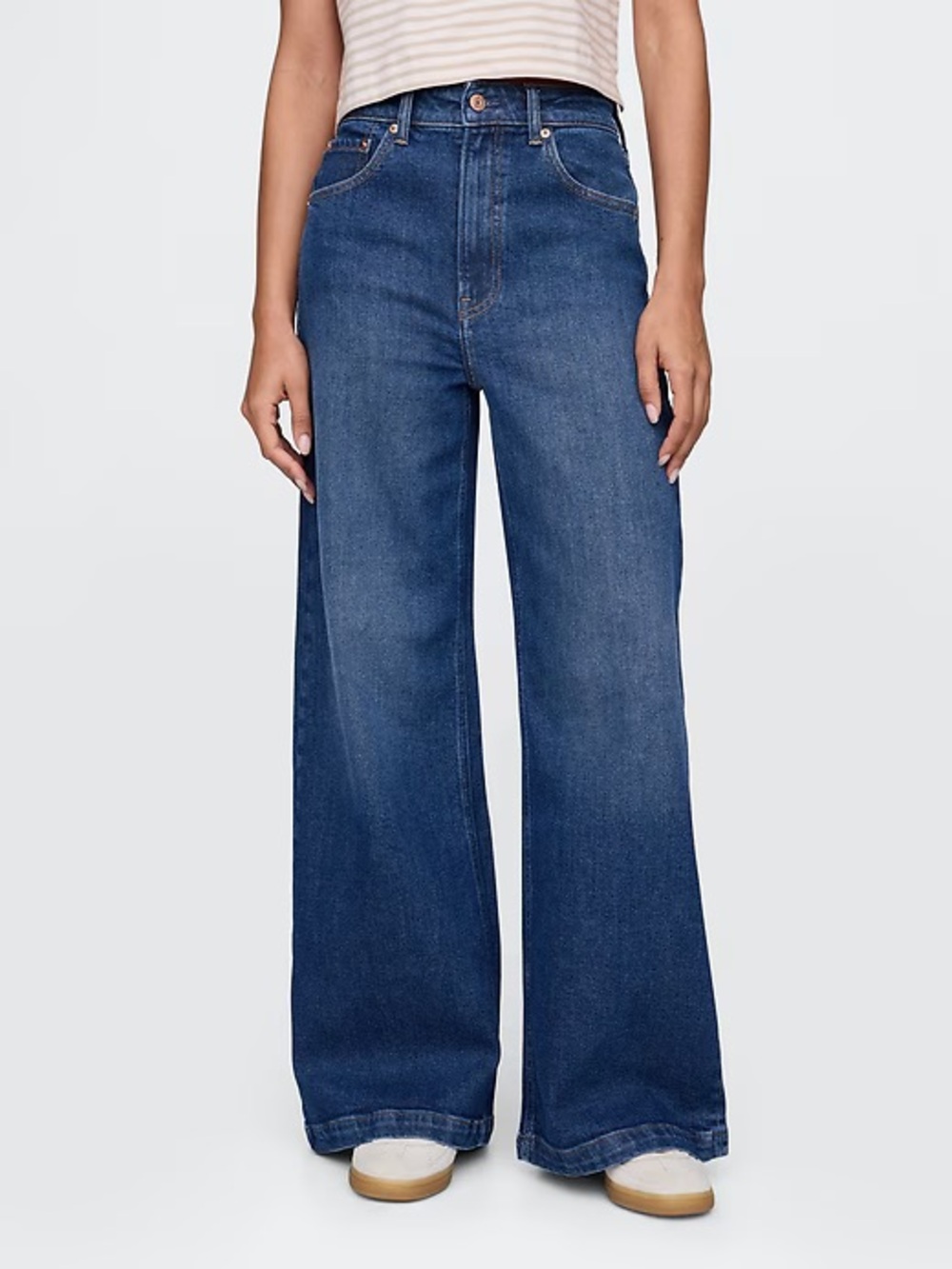New Gap Stride Wide Leg Jeans in Medium Indigo Wash Size 0/25